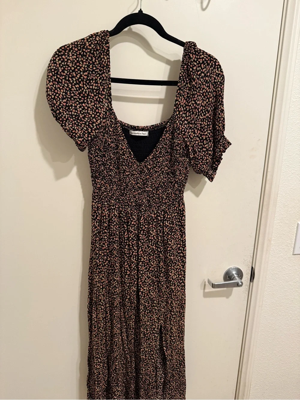 Abercrombie & Fitch Black Maxi Dress with Pink Floral Print - Picture 1 of 7